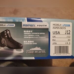 Black barely used figure skates (Lake Placid Aspen,  Size 12J).